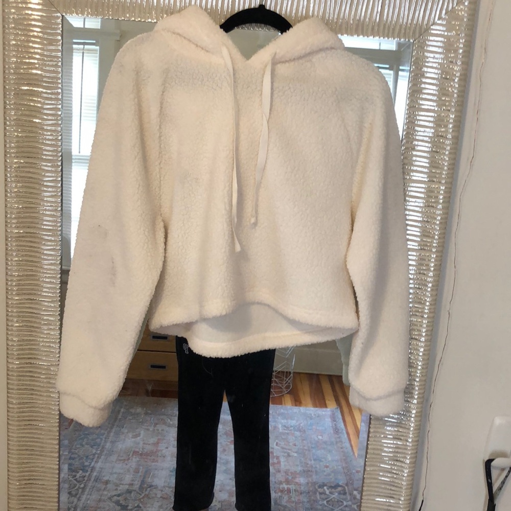 American Eagle Cropped Sherpa Hoodie